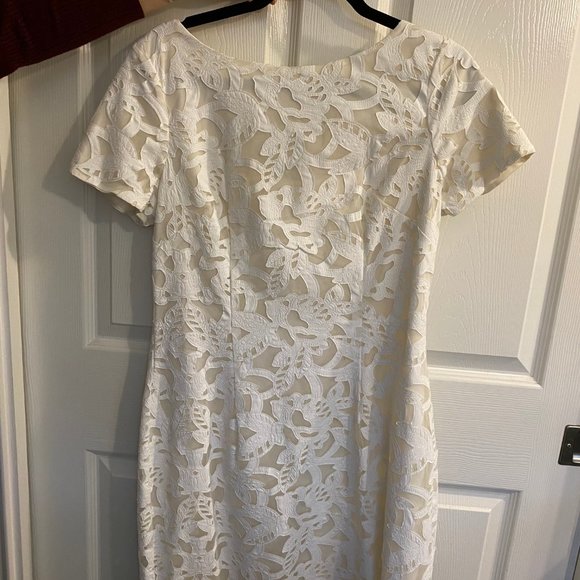 Alexia Admor Leather Floral Laser Cut Lace Dress L - Picture 2 of 3